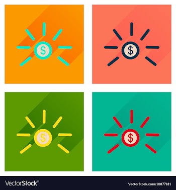 Concept of flat icons with long shadow dollar cent vector image