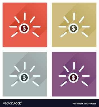 Concept of flat icons with long shadow dollar cent vector image