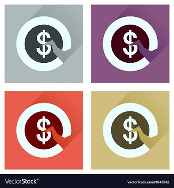 Concept of flat icons with long shadow dollar cent vector image