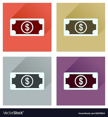 Concept of flat icons with long shadow dollar vector image