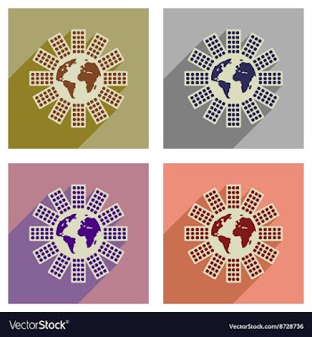 Concept of flat icons with long shadow Earth house vector image
