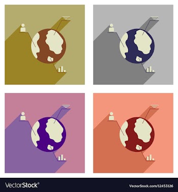 Concept of flat icons with long shadow Earth vector image