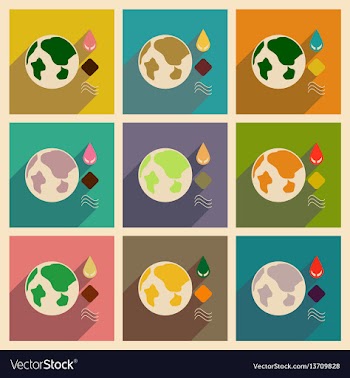 Concept of flat icons with long shadow earth vector image