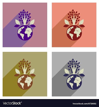 Concept of flat icons with long shadow Earth vector image