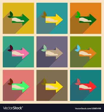 Concept of flat icons with long shadow eco arrow vector image