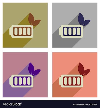 Concept of flat icons with long shadow eco battery vector image