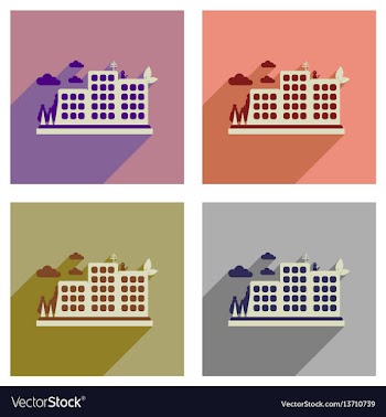 Concept of flat icons with long shadow eco-city vector image