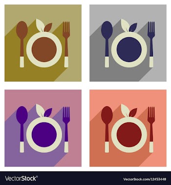 Concept of flat icons with long shadow eco cutlery vector image
