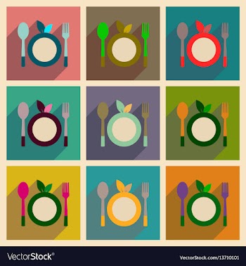 Concept of flat icons with long shadow eco cutlery vector image