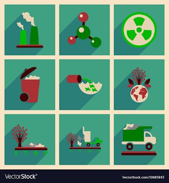 Concept of flat icons with long shadow eco danger vector image
