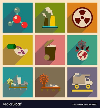 Concept of flat icons with long shadow eco danger vector image