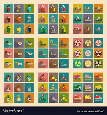 Concept of flat icons with long shadow eco danger vector image