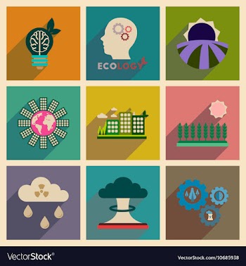 Concept of flat icons with long shadow eco danger vector image