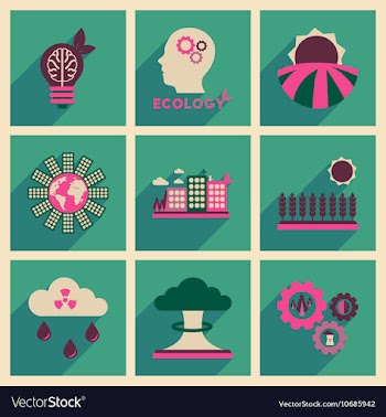 Concept of flat icons with long shadow eco danger vector image