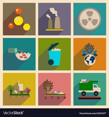 Concept of flat icons with long shadow eco danger vector image