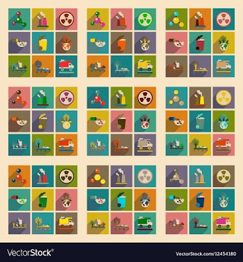 Concept of flat icons with long shadow eco danger vector image