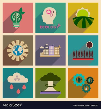 Concept of flat icons with long shadow eco danger vector image