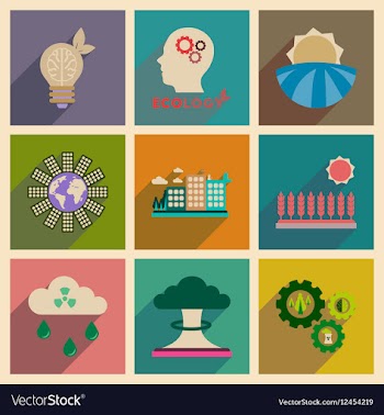 Concept of flat icons with long shadow eco danger vector image