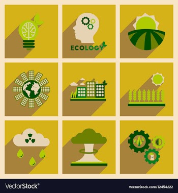 Concept of flat icons with long shadow eco danger vector image