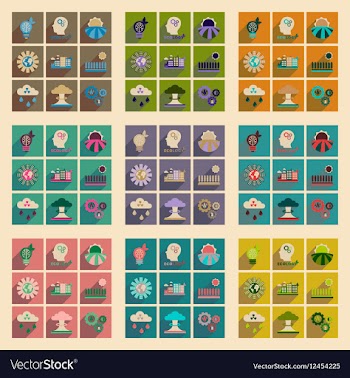Concept of flat icons with long shadow eco danger vector image