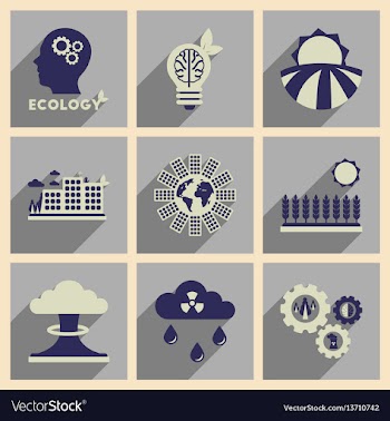 Concept of flat icons with long shadow eco danger vector image