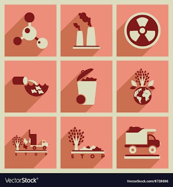 Concept of flat icons with long shadow eco danger vector image