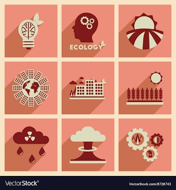 Concept of flat icons with long shadow eco danger vector image