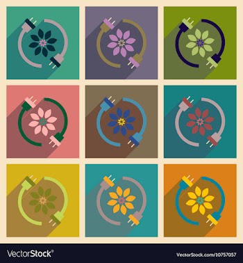 Concept of flat icons with long shadow eco energy vector image
