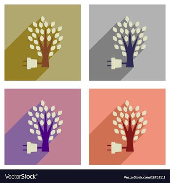 Concept of flat icons with long shadow eco energy vector image