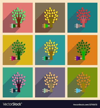 Concept of flat icons with long shadow eco energy vector image