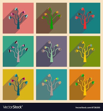 Concept of flat icons with long shadow eco energy vector image