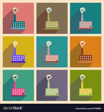 Concept of flat icons with long shadow eco factory vector image