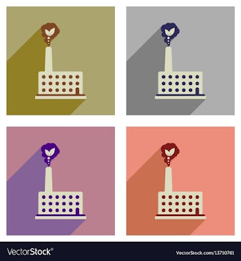 Concept of flat icons with long shadow eco factory vector image