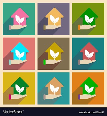 Concept of flat icons with long shadow Eco-house vector image