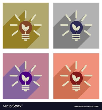 Concept of flat icons with long shadow eco light vector image