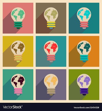 Concept of flat icons with long shadow eco light vector image