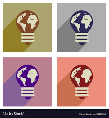 Concept of flat icons with long shadow eco light vector image