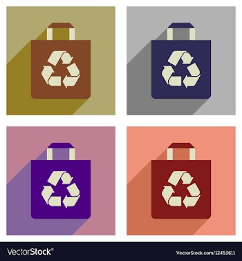 Concept of flat icons with long shadow eco pack vector image