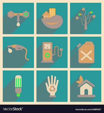 Concept of flat icons with long shadow eco safety vector image