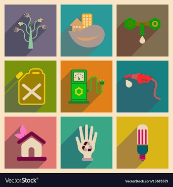 Concept of flat icons with long shadow eco safety vector image