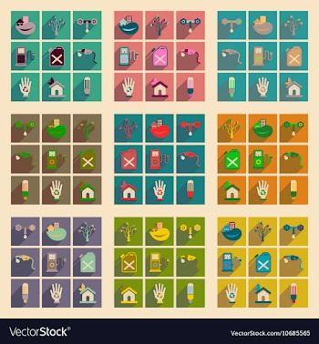 Concept of flat icons with long shadow eco safety vector image
