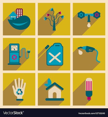 Concept of flat icons with long shadow eco safety vector image