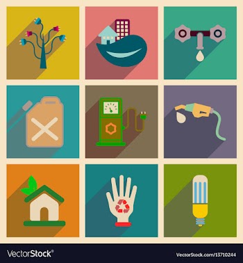 Concept of flat icons with long shadow eco safety vector image