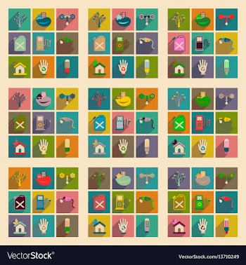 Concept of flat icons with long shadow eco safety vector image