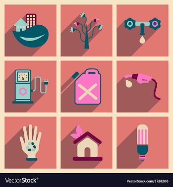 Concept of flat icons with long shadow eco safety vector image
