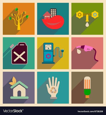 Concept of flat icons with long shadow eco safety vector image