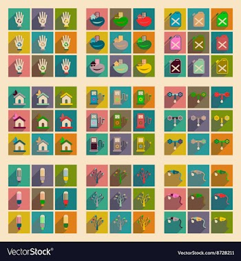 Concept of flat icons with long shadow eco safety vector image