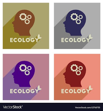 Concept of flat icons with long shadow eco vector image