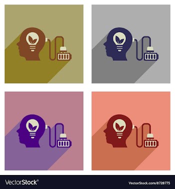 Concept of flat icons with long shadow eco vector image