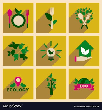 Concept of flat icons with long shadow ecolog vector image
